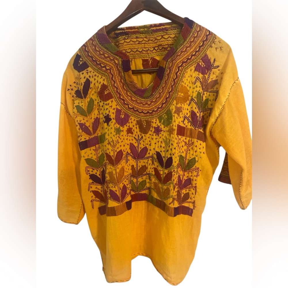 UNBRANDED Handmade Mexican blouse peasant top embroidered Frida Oaxaca EUC